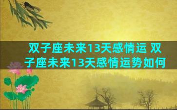 双子座未来13天感情运 双子座未来13天感情运势如何